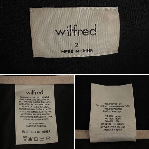 Aritzia Wilfred Allant Pant Black Cropped Dress Pants Office Size 2 High Rise - Picture 14 of 14